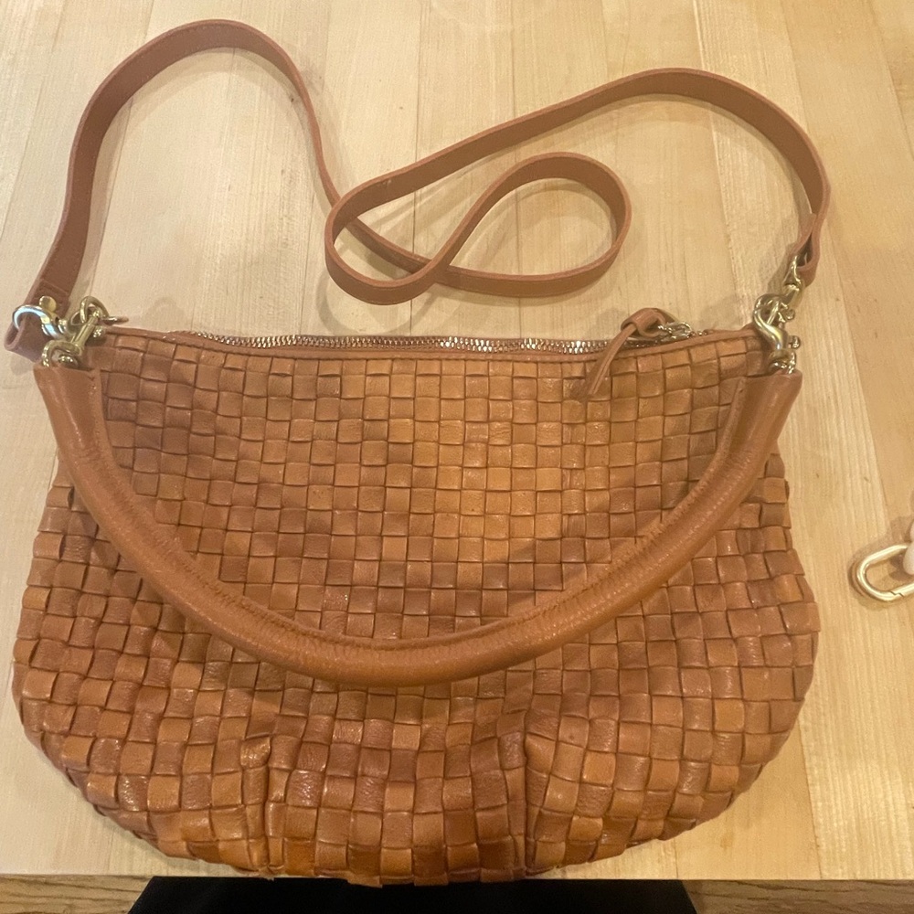 Clare V Petit Moyen Shoukder bag. Has additional white resin long strap.